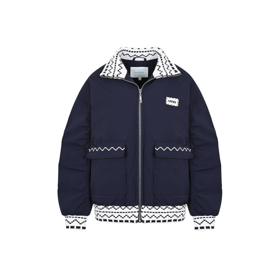 Umoumo Umoumo Down Jackets Women's Navy Blue Lapel Thickened Down Jacket