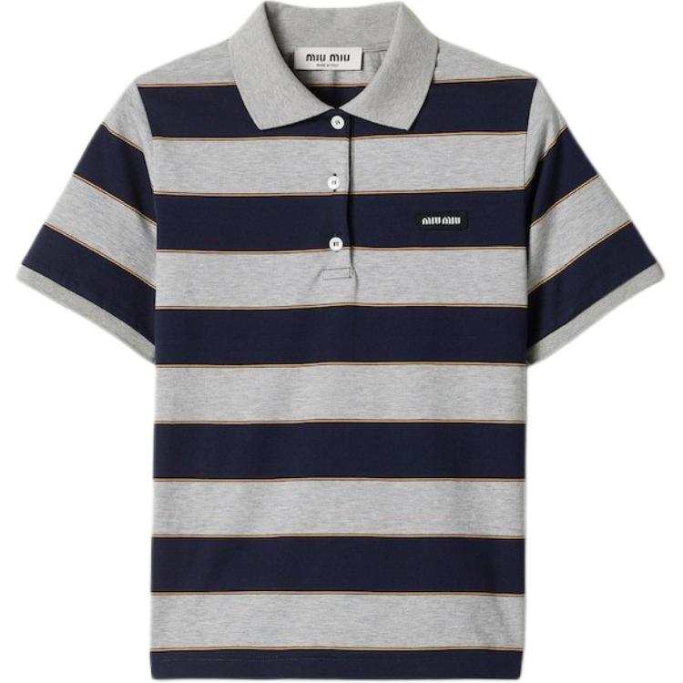Miu Miu Short-Sleeved Striped Polo Shirt