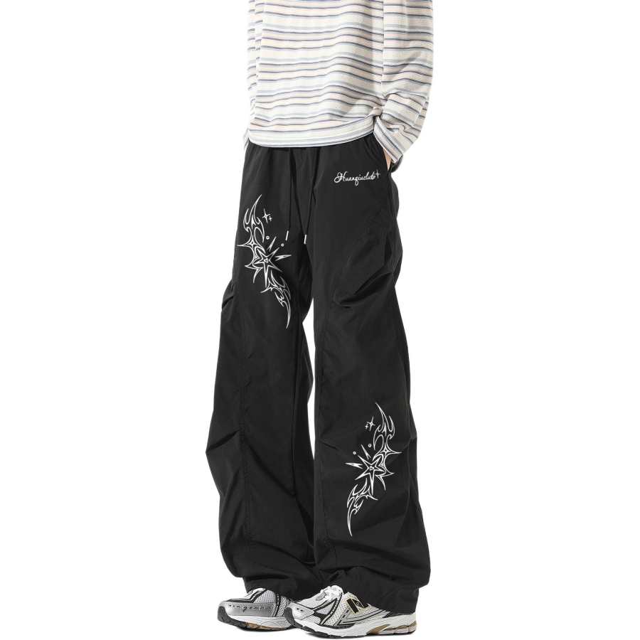 HUANQIU Casual Pants Unisex Moderate Parachute Pants
