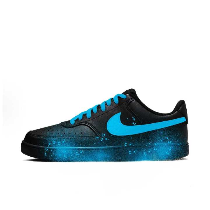 Nike Nike Court Vision Floral Display Custom, Black Domain Blue Blade Low top Skateboard Shoes Unisex Black Blue