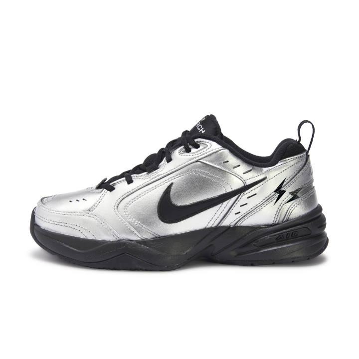 Nike Nike Air Monarch 4 Black Shimmer Cushioning Abrasion Resistant Low top Chunky Sneakers Unisex Black Silver