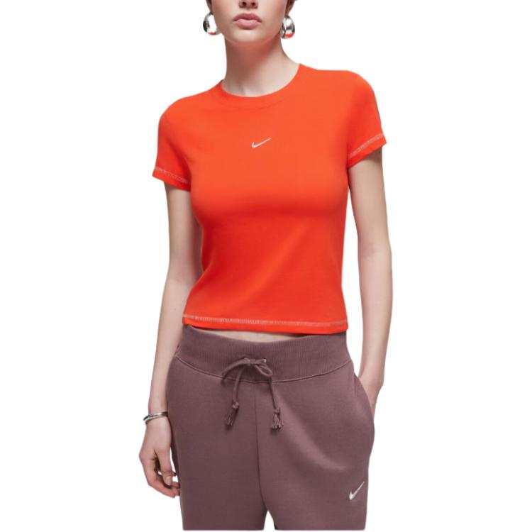 Nike Nike T Shirts Women's Orange Crew Neck