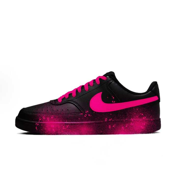 Nike Nike Court Vision Flower Branch Custom, Black Domain Rose Embroidery Low top Skateboard Shoes Unisex Black Rose Red