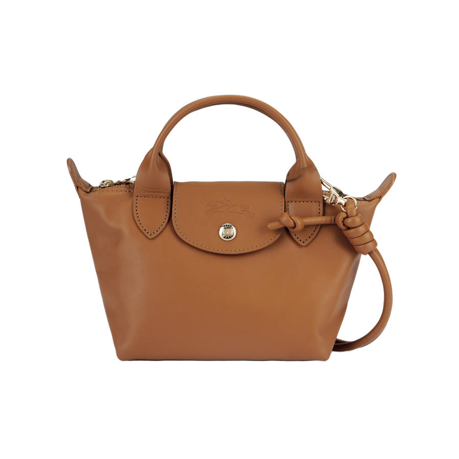 LONGCHAMP Le Pliage Xtra Cow Leather One Shoulder Handbag Mini Women's Cashew Nut Brown