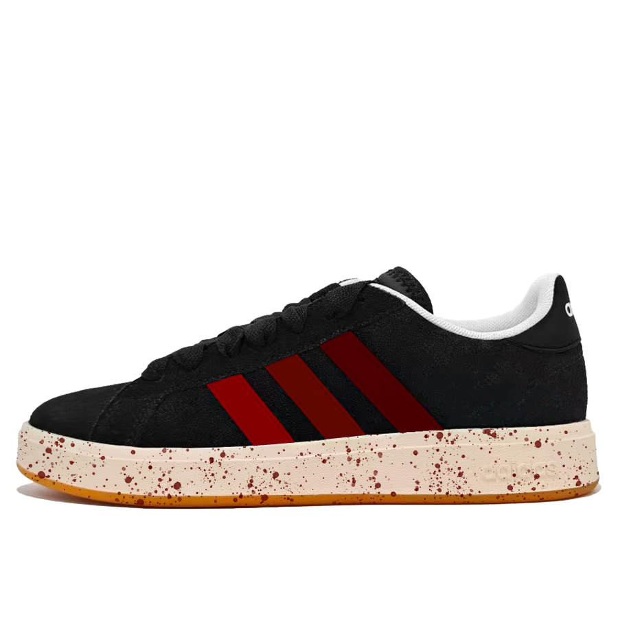 Adidas Adidas Grand Court Base 00s Total Crimson Simple Shoes Synthetic Leather, Split Cow Leather Abrasion Resistant