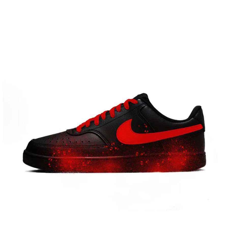 Nike Nike Court Vision Flower Branch Custom, Black Lens Bloodstain Low top Skateboard Shoes Unisex Black Red