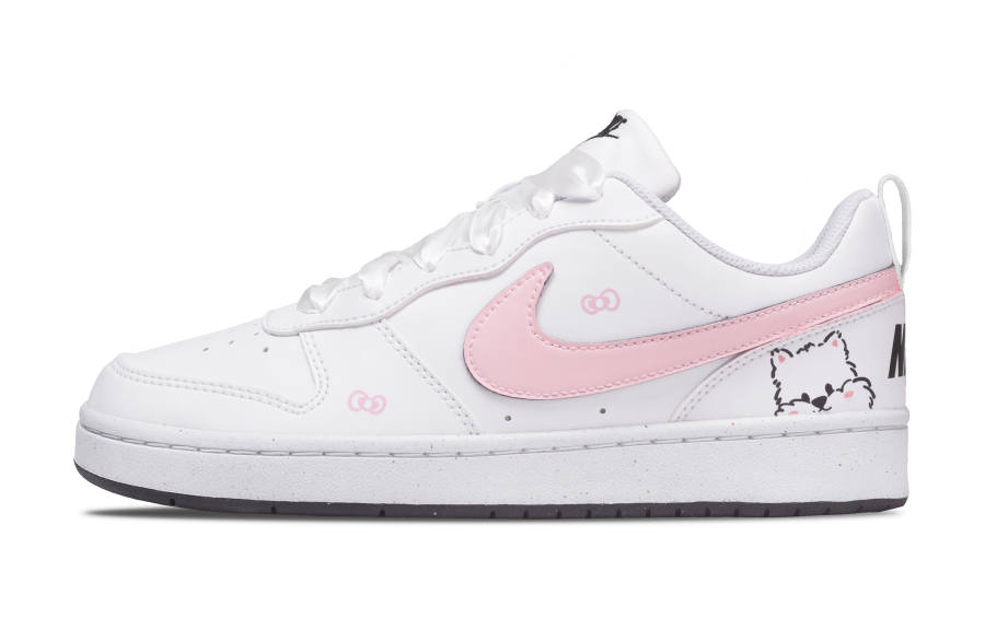 Nike Nike Court Borough Synthetic Leather Slip Resistant Slip Resistant Low top Kids' Skateboarding Shoes White Pink