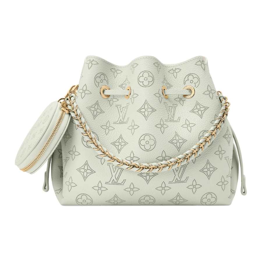 LOUIS VUITTON Bella Perforated Cow Leather Bucket Bag, One Shoulder Handbag Women's Jadeite Green