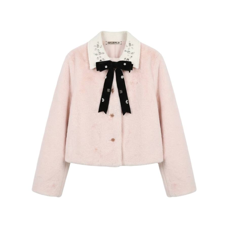 Qiuerle Furs Women's Lapel Thickened