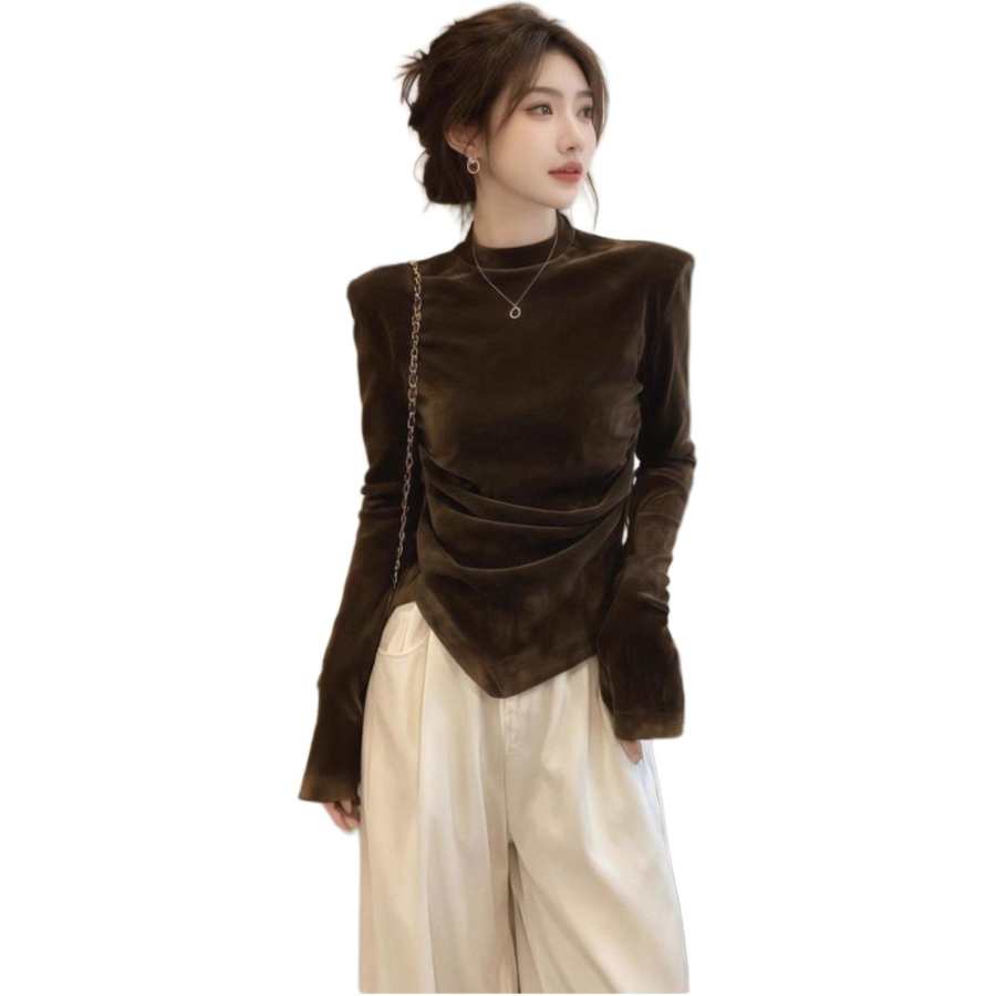 VENICEW T Shirts Women's Coffee Half Turtleneck Moderate Other