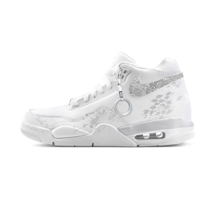 Nike Nike Flight Legacy White Horse Silver Gun Synthetic Leather Abrasion Resistant Abrasion Resistant Mid top