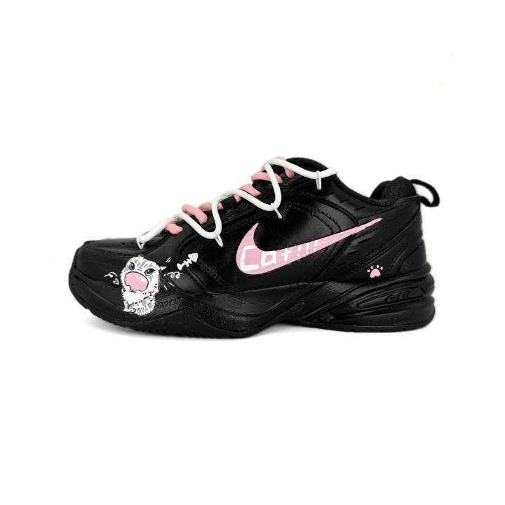 Nike Nike Air Monarch 4 Wear resistant And Lightweight Low top Chunky Sneakers Unisex Black White Pink