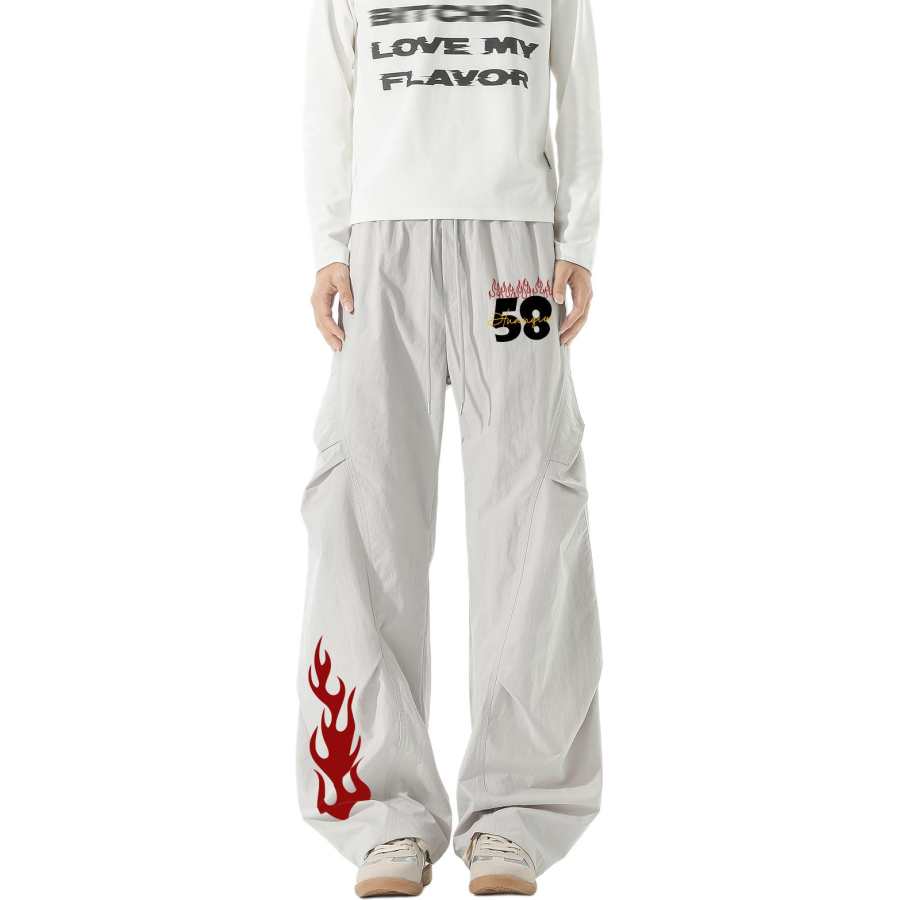 HUANQIU Casual Pants Unisex Moderate Wide Leg Pants
