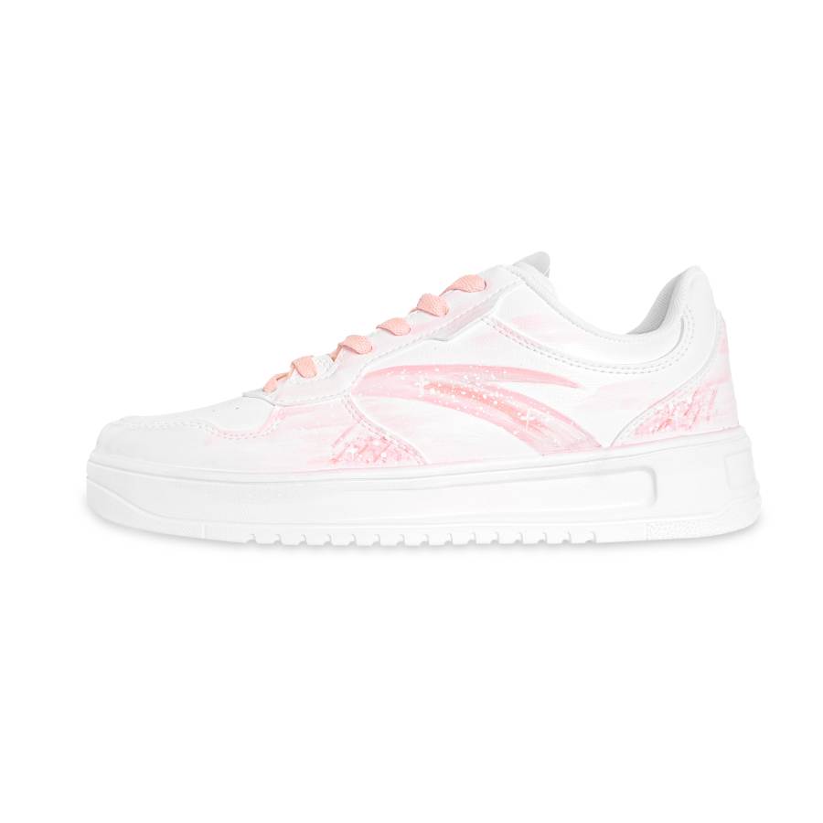 Anta Easy Powder Fall Synthetic Leather Cushioning Coverage Lightweight Low top Skateboard Shoes Women's Pink