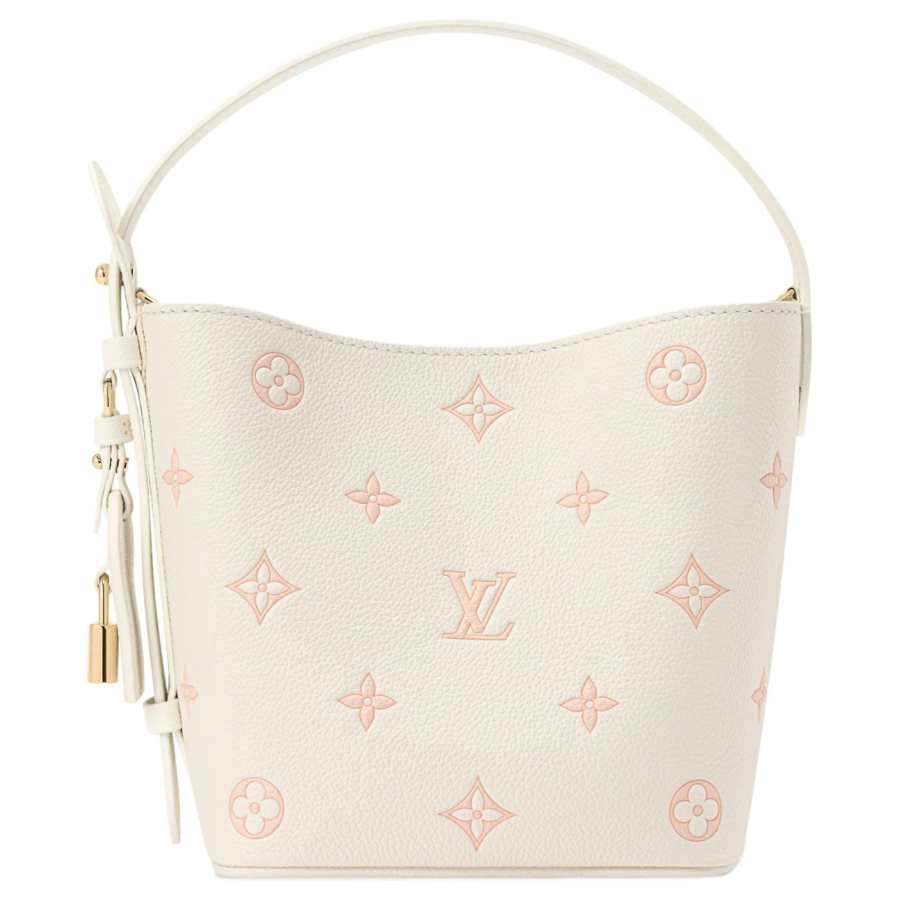 LOUIS VUITTON All In BB Cow Leather Bucket Bag, One Shoulder Handbag Small Women's White & Pink