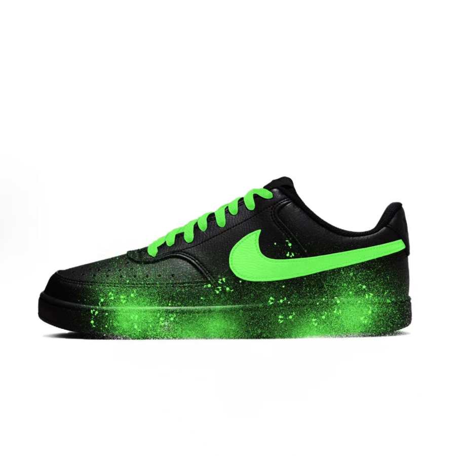 Nike Nike Court Vision Flower Branch Custom, Night Flame Poison Blade Low top Skateboard Shoes Unisex Black Green