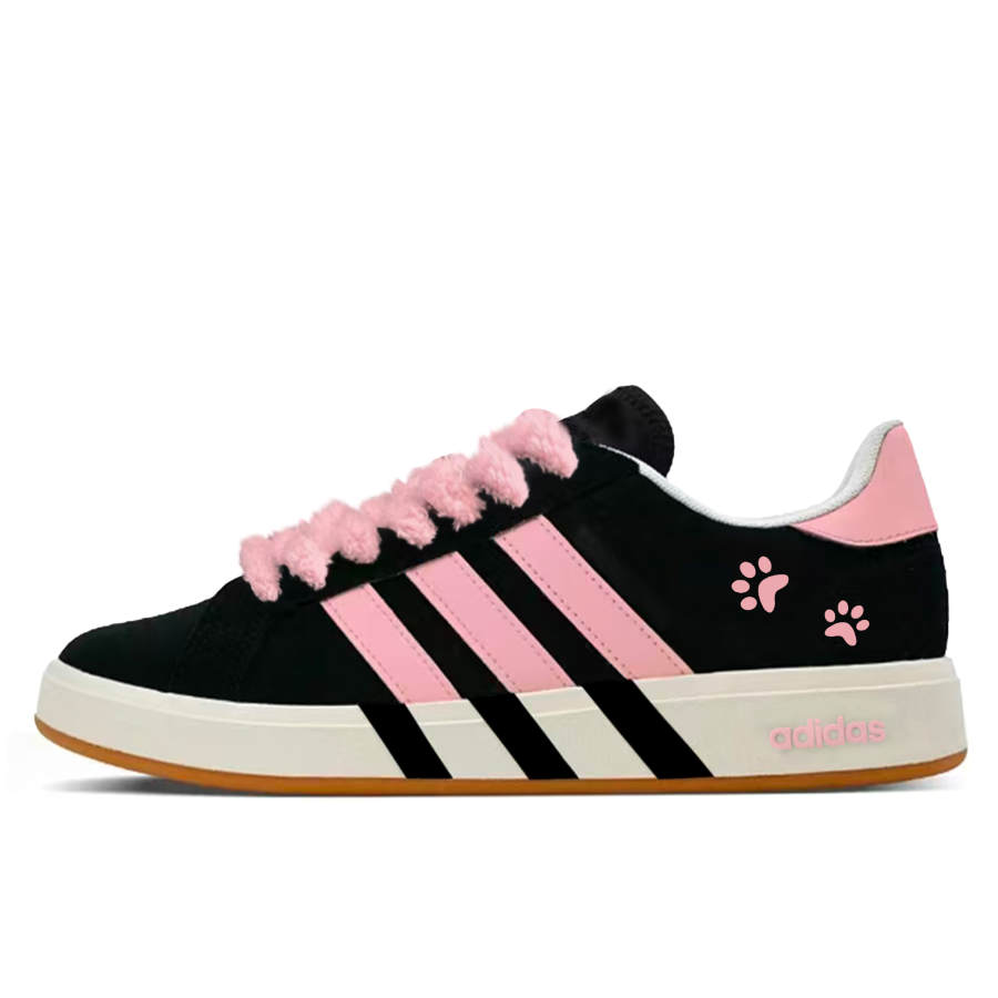 Adidas Adidas Grand Court Base 00s Velvet Pink Cat Synthetic Leather, Split Cow Leather Abrasion Resistant Low top
