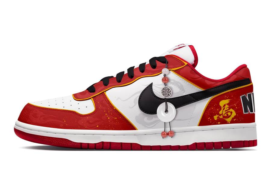 Nike Nike Big Crimson Horse Shadow Abrasion Resistant Breathable Low top Skateboard Shoes Men's Black, White, Red