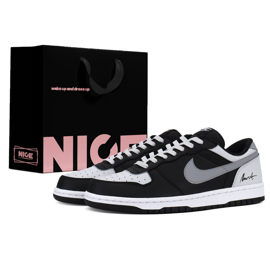 Nike Nike Big Abrasion Resistant Breathable Skateboard Shoes Men's Black White Gray
