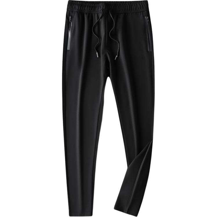 Hodo Casual Pants Men's Black Moderate Cuffed Pants