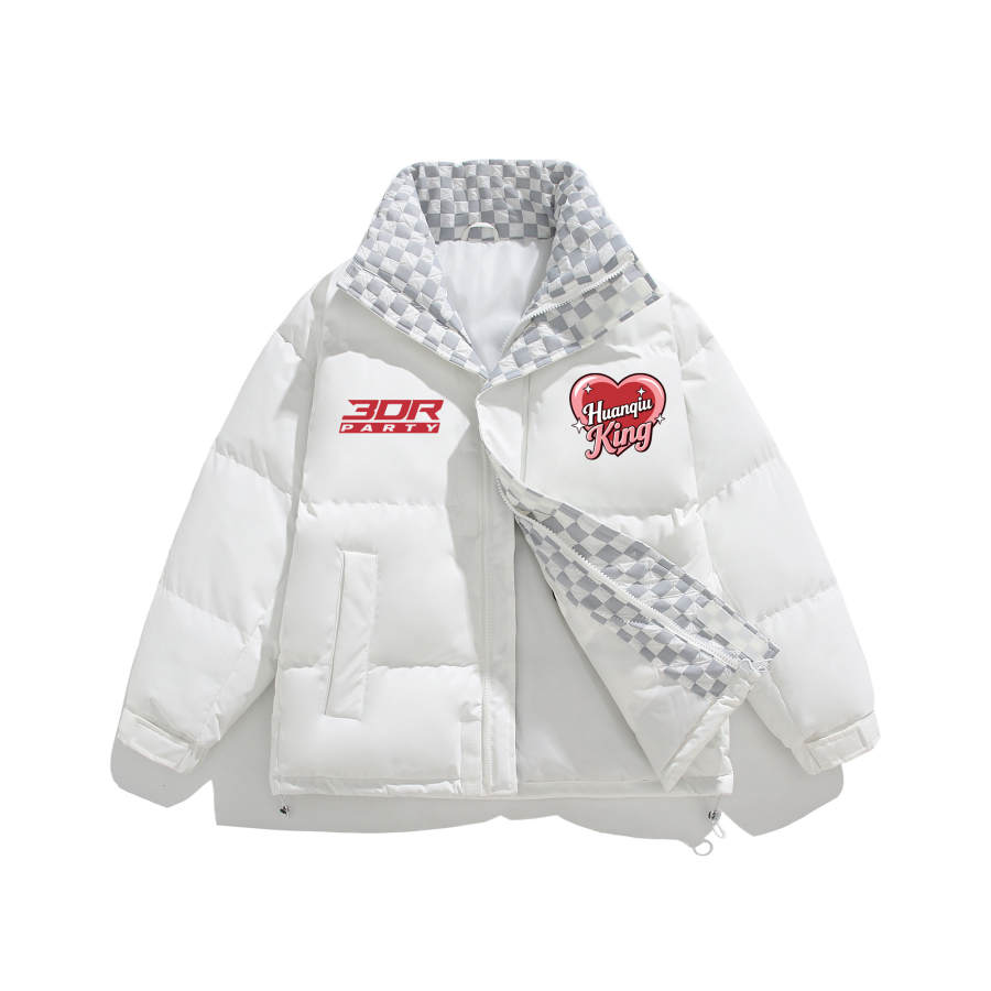 HUANQIU Puffer Jackets Unisex Stand Collar Thickened Padded Puffer Jacket