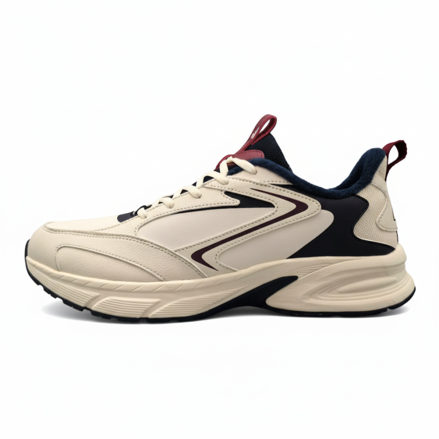 PEAK 70S Synthetic Leather Fleece Lined Insulated Shoes Thermal Cushioning Waterproof Low top Casual Shoes Men's Ecru
