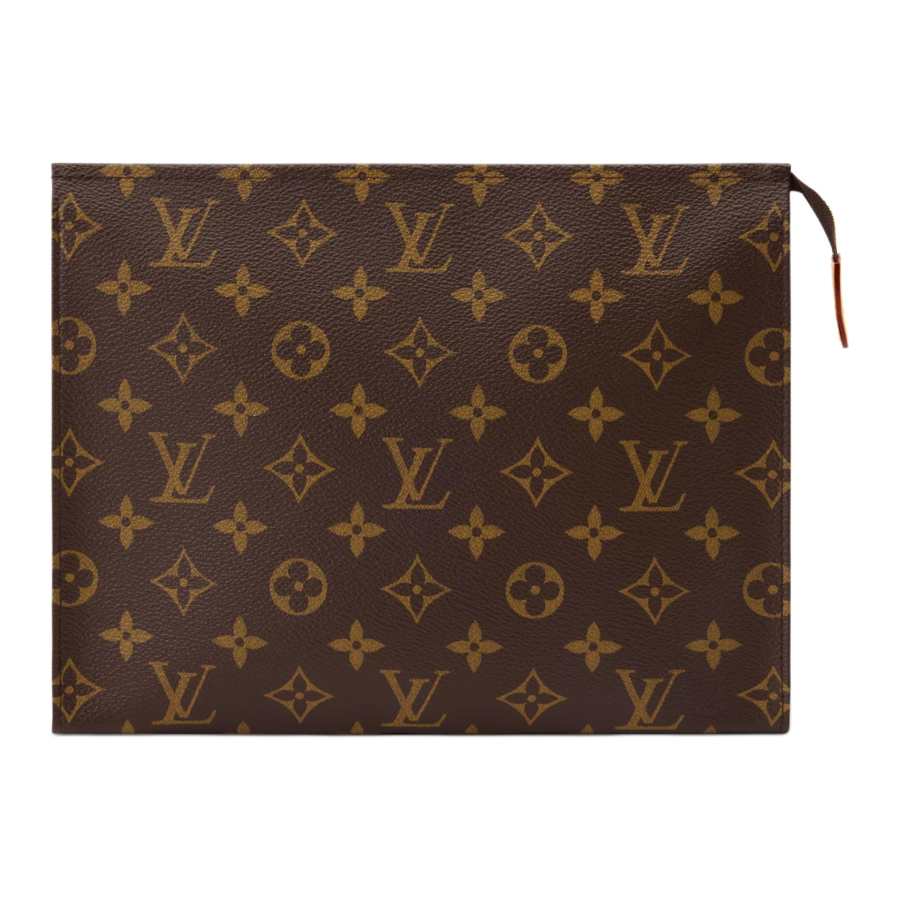 LOUIS VUITTON Poche Toilette Monogram Coated Canvas Toiletry Bag Toiletry Bag Clutch Large Women's Brown