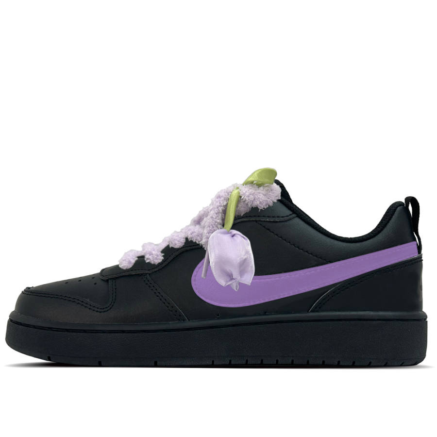 Nike Nike Court Borough Night Purple Gold Leather Slip Resistant Abrasion Resistant Low top Kids' Skateboarding Shoes Black