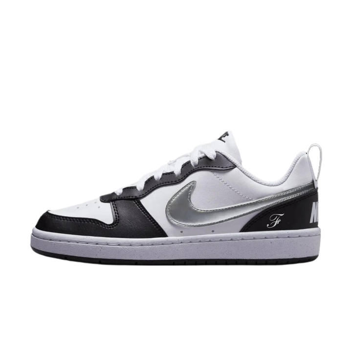 Nike Nike Court Borough Obsidian Synthetic Leather Abrasion Resistant Low top Skateboard Shoes Unisex Black Silver