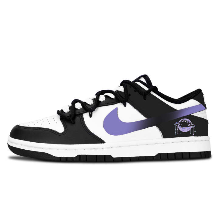 Nike Nike Dunk Black White, Purple Star Tide Leather Slip Resistant Abrasion Resistant Slip Resistant Abrasion Resistant