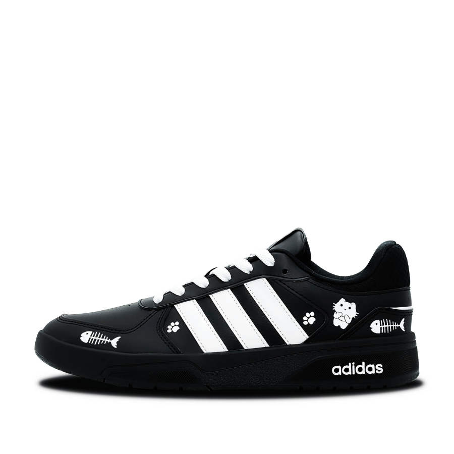 Adidas Adidas COURTBEAT Meow Paw Fish Synthetic Leather Lightweight Low top Skateboard Shoes Women's Black White