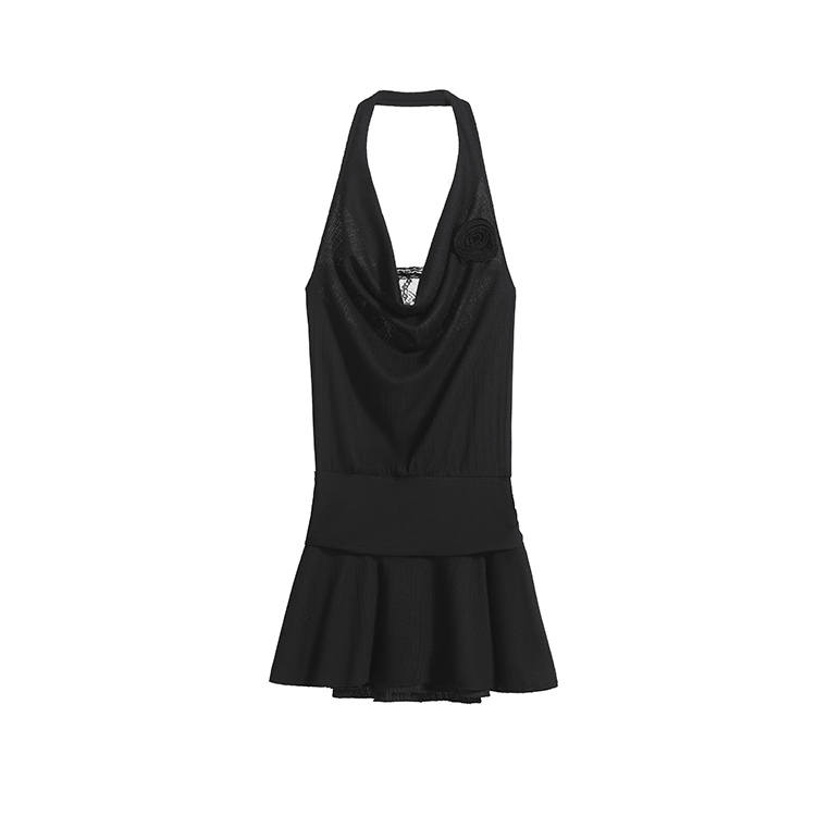 MOMMANWA Slip Dresses Women's Black Halter Moderate