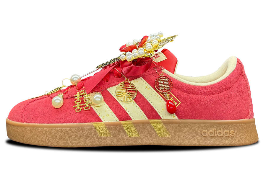 Adidas Adidas Vl Court Classic Abrasion Resistant Slip Resistant Low top Skateboard Shoes Unisex Red