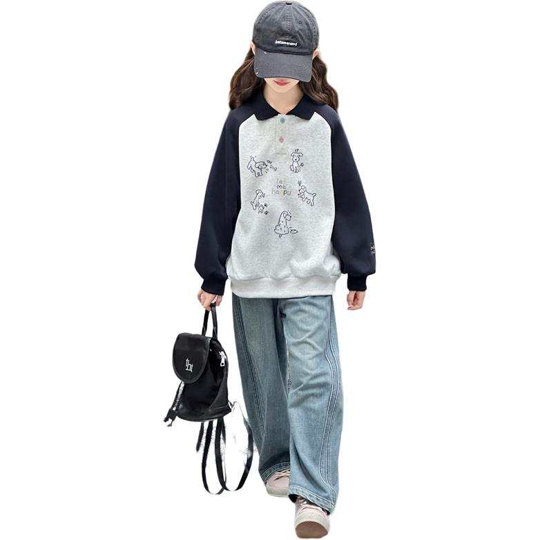 PLANDOO Kids Sweatshirts Polo Collar Moderate
