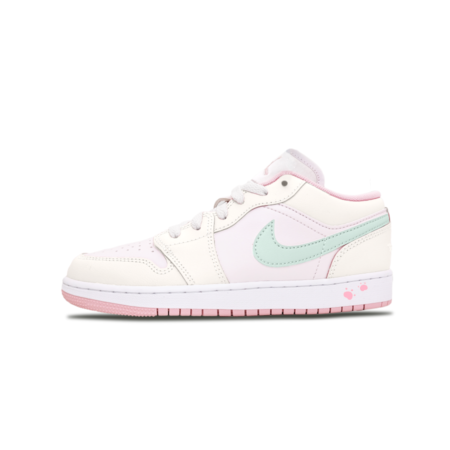 Jordan Jordan Air Jordan 1 Green Wilderness Low top Children's Basketball Shoes Cream White Green Teenagers