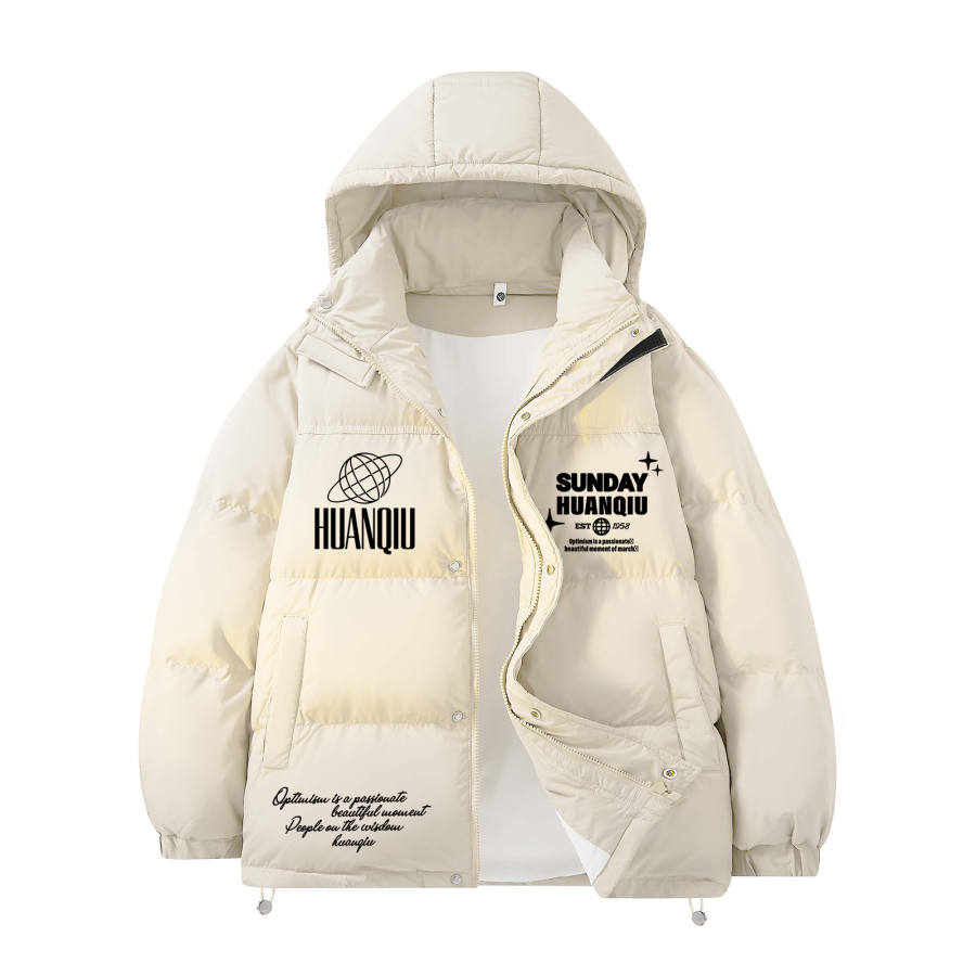 HUANQIU Down Jackets Unisex Hooded Thickened Puffer Jacket