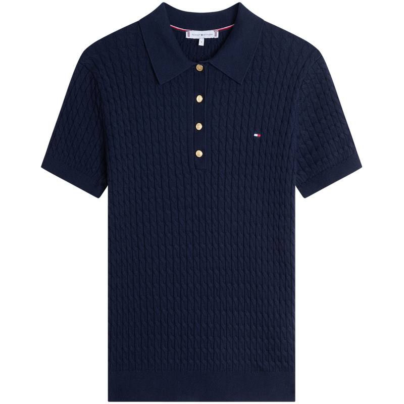 Tommy Hilfiger cable-knit polo top