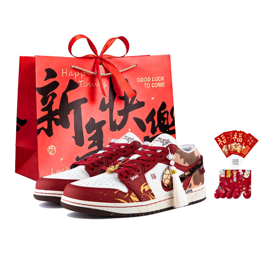 Jordan Jordan Air Jordan 1 FOMO Horse Year Limited, New Year CNY Edition, Shopping Bag Abrasion Resistant Breathable Low top