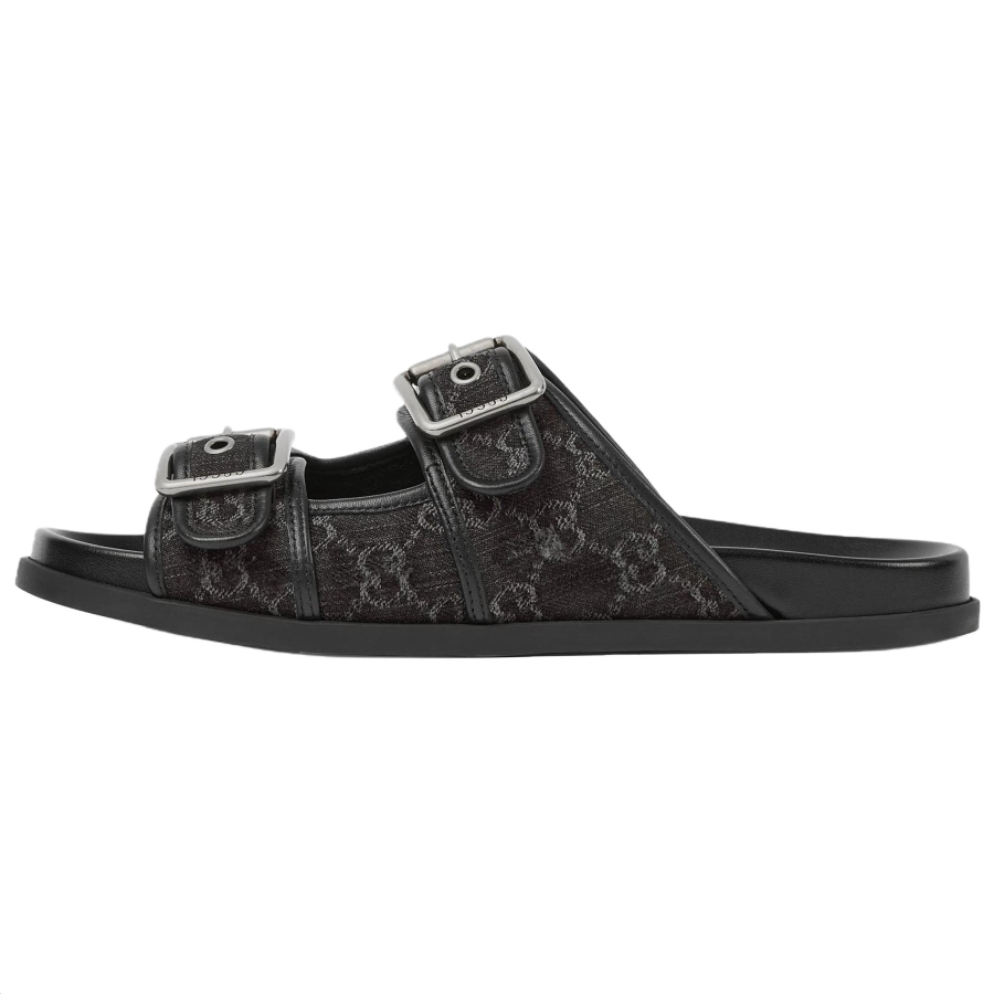 Gucci Slide Sandal With Buckles 'Black Gg Denim'