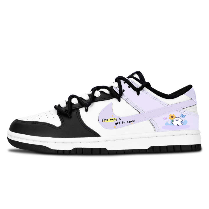 Nike Nike Dunk Black And White Pandas, Purple Cute Is Good Leather Slip Resistant Abrasion Resistant