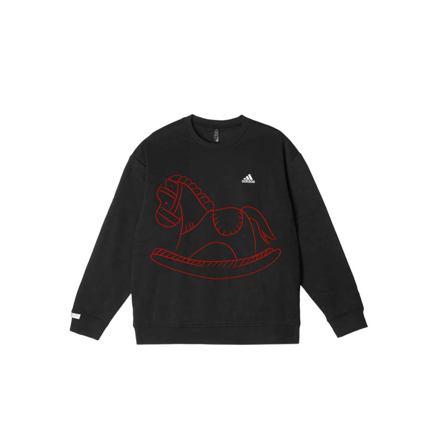 Adidas Adidas LABEL Sweatshirts Unisex Black Crew Neck Moderate Regular
