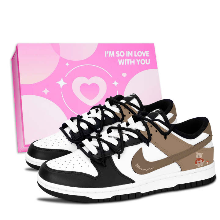 Nike Nike Dunk Black White, Warm Brown Trend Leather Slip Resistant Abrasion Resistant Slip Resistant Abrasion Resistant