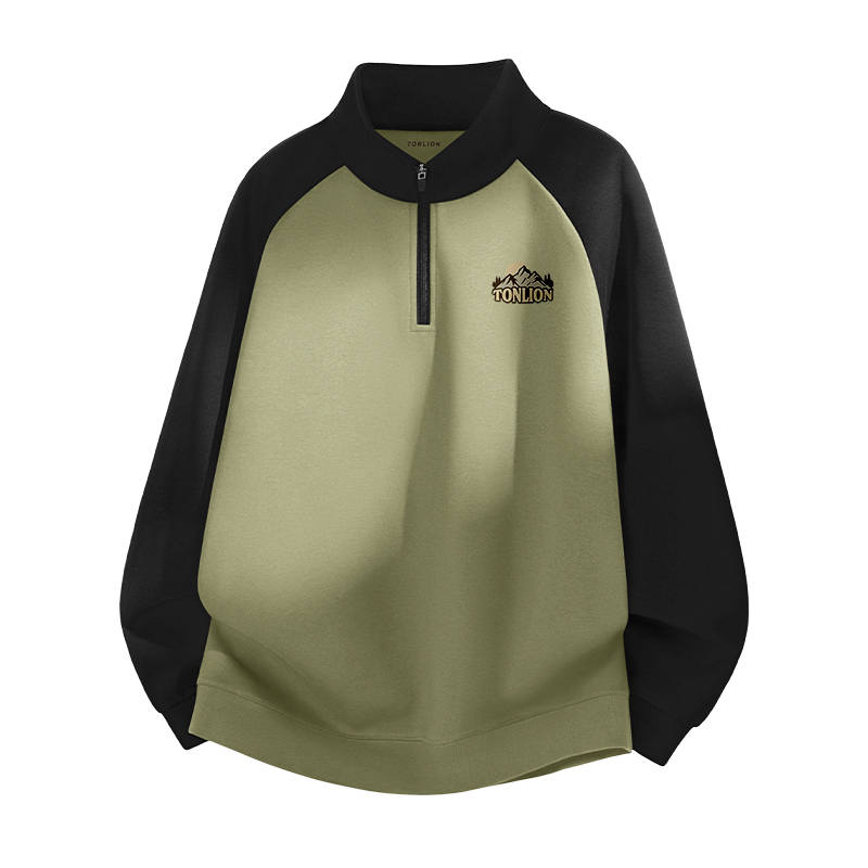 Tonlion Sweatshirts Unisex Stand Collar Moderate Regular