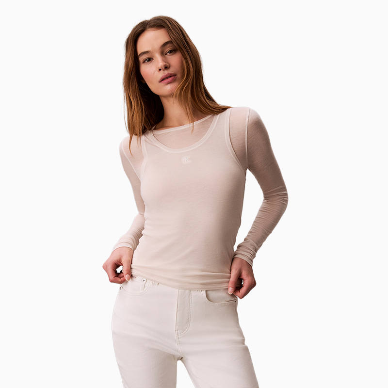 Calvin Klein T Shirts Women's YAS Ivory Crew Neck Moderate