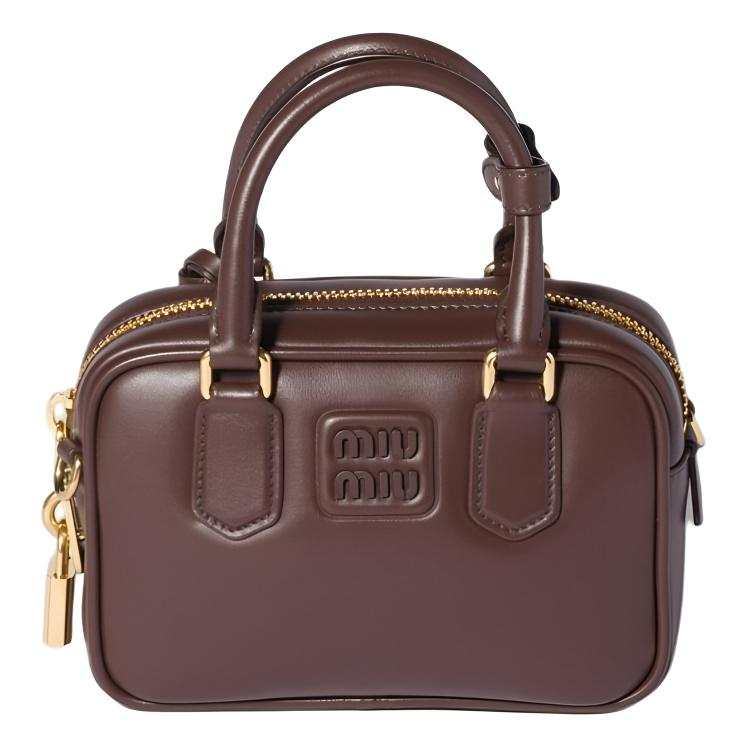 MIU MIU Arcadie Cow Leather Handbag Small Women's Briarwood