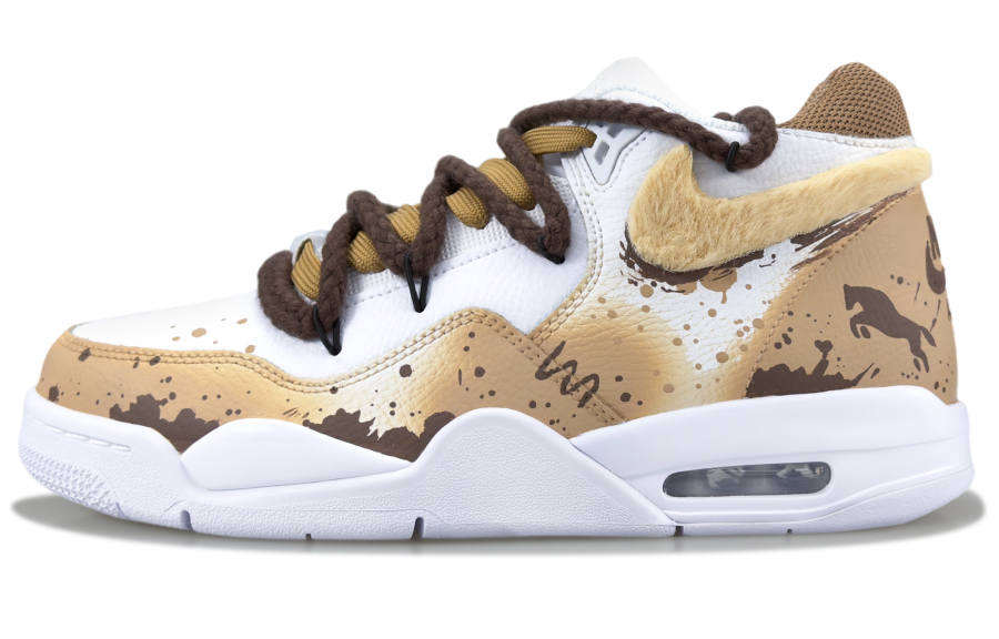 Nike Nike Flight Legacy Golden Horse Treading Sand Abrasion Resistant Mid top Vintage Basketball Shoes Unisex Brown