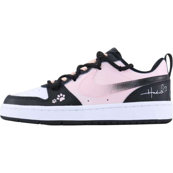 Nike Nike Court Borough Low 2 Milk Candies Black Cat Leather Low top Kids' Skateboarding Shoes Black Pink