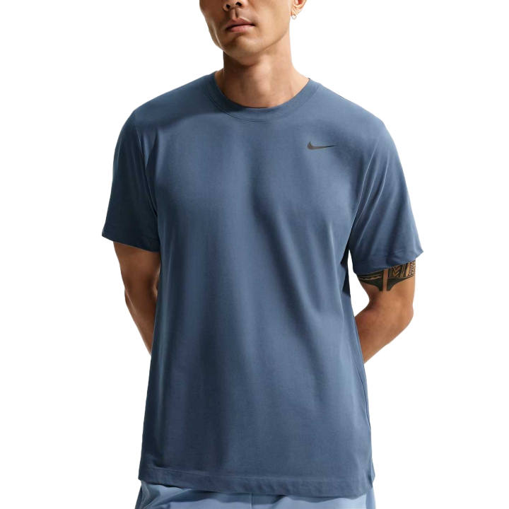Nike Nike Dri Fit T Shirts Men's Diffused Blue/Black Crew Neck Moderate