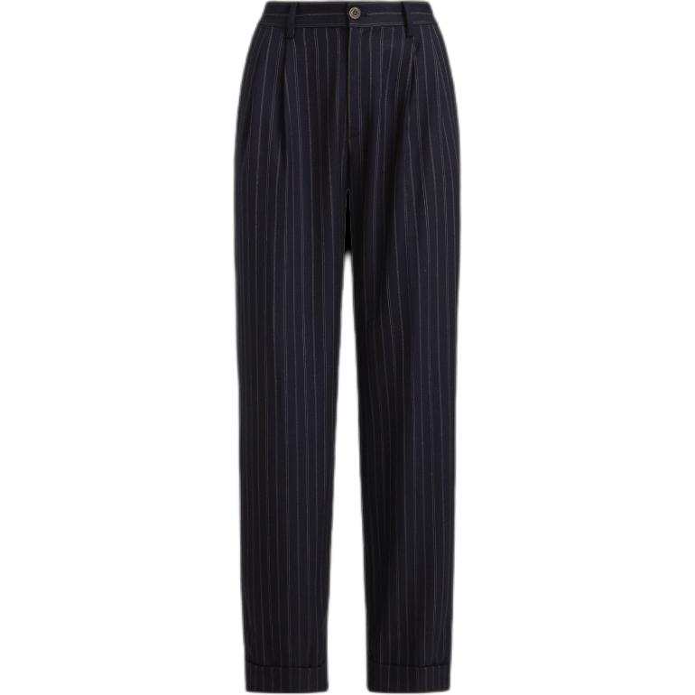 LAUREN RALPH LAUREN Casual Pants Straight Fit Version Women's Dark Blue & Cream