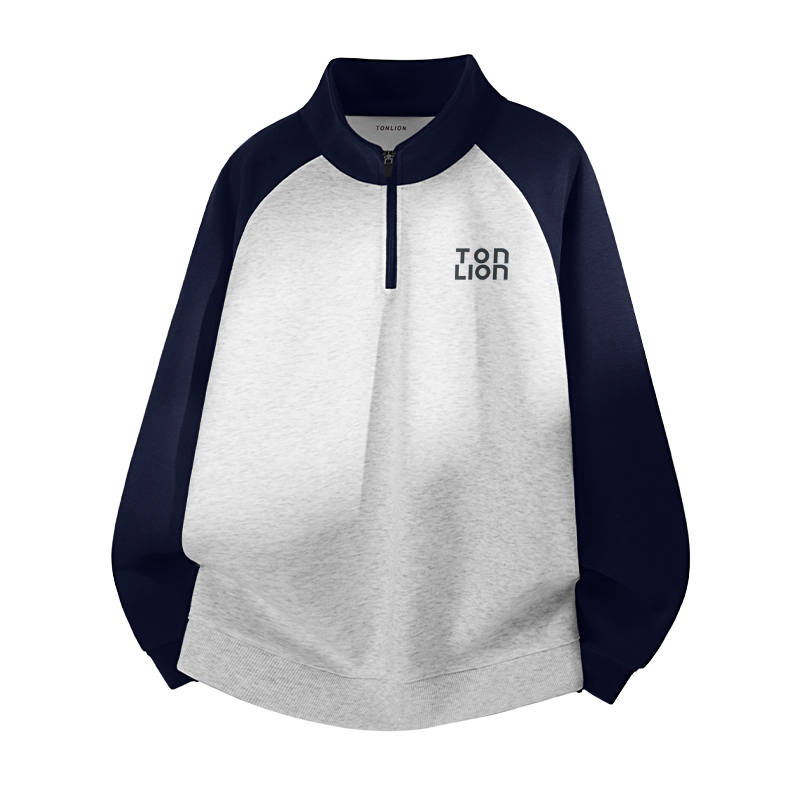 Tonlion Sweatshirts Unisex Stand Collar Moderate Regular